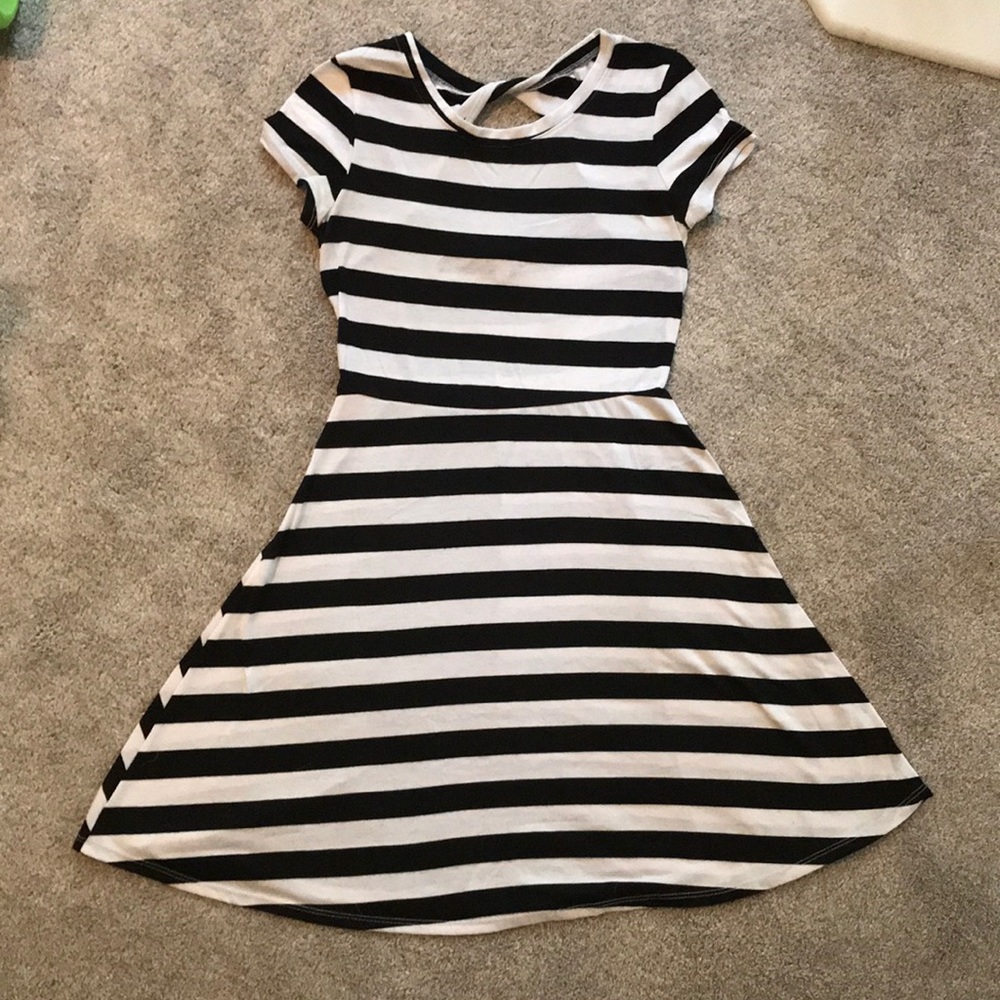 Black and white striped dress